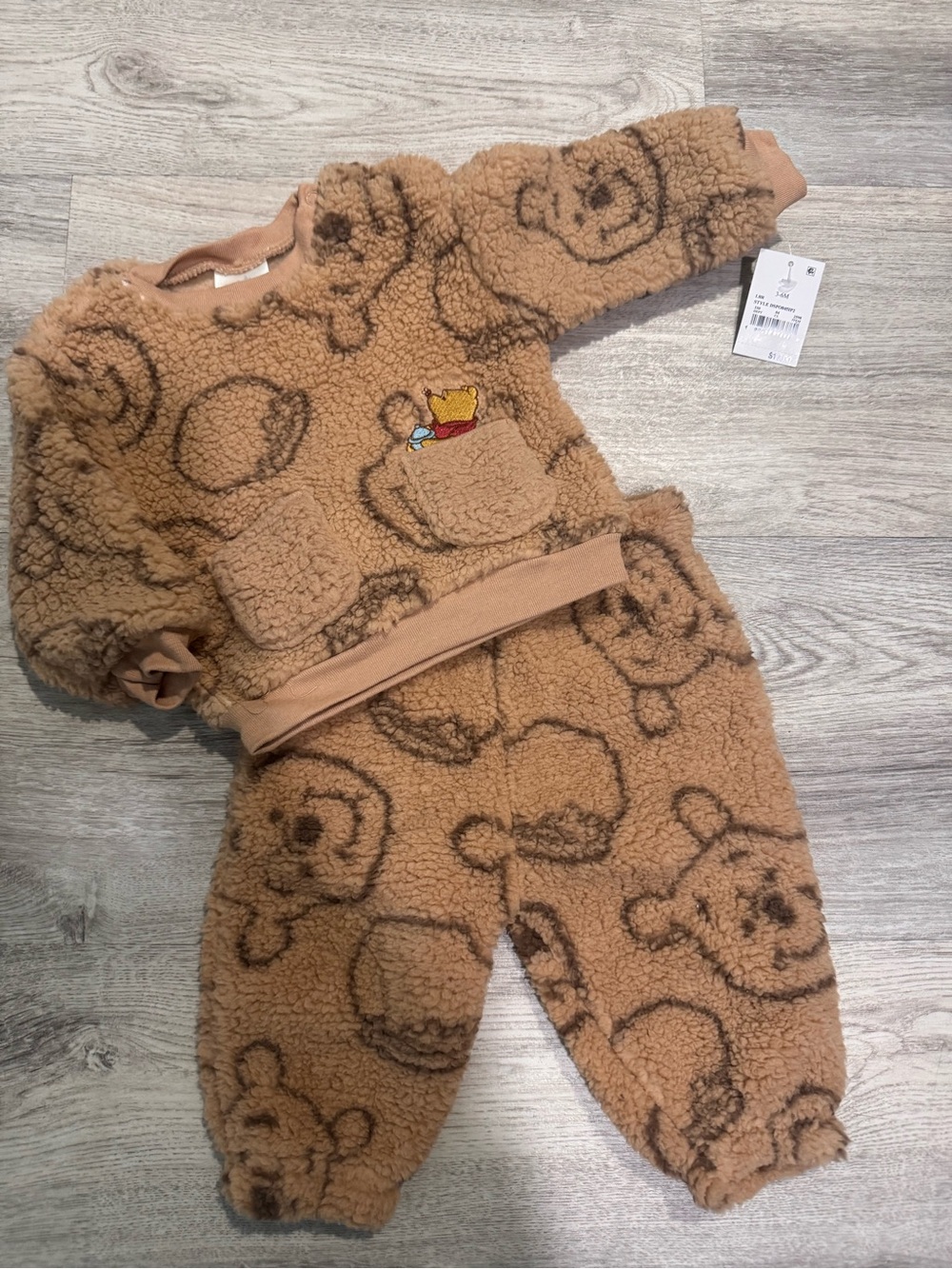 Cozy Teddy Bear Sherpa Baby Set with Pooh Patch